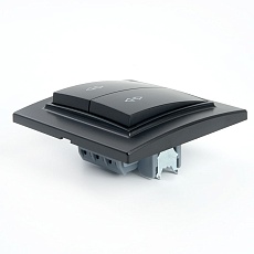 Переключатель двухклавишный Stekker Эрна черный PSW10-9008-03 39921 5