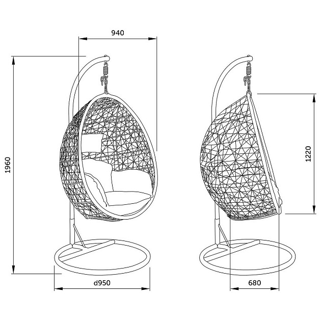 Подвесное кресло AksHome Bounty белый, исскуственнный ротанг 65945 Фото № 2