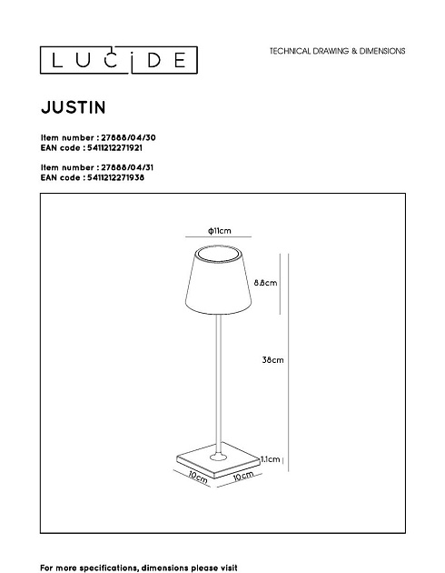 Уличный светодиодный светильник Lucide Justin 27888/04/30 Фото № 2