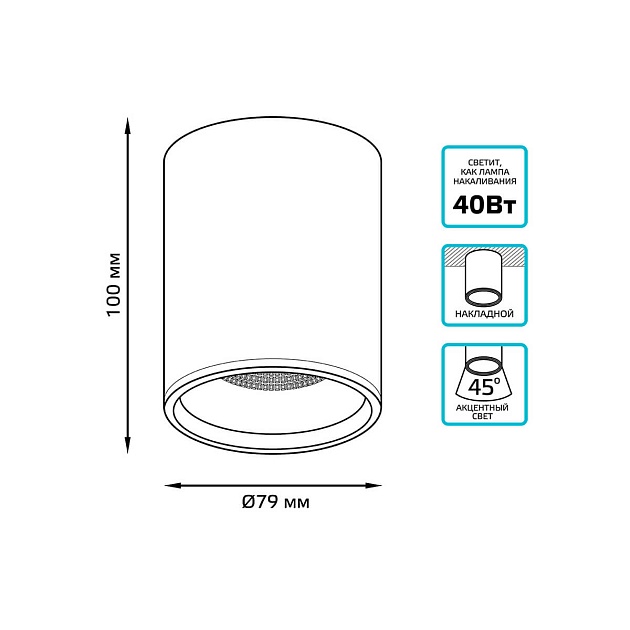 Потолочный светодиодный светильник Gauss Overhead HD004 Фото № 2