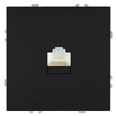 Розетка компьютерная 1-местная RJ-45 (механизм), STEKKER, серия Эмили, RST00-5117-05, черный уголь, soft touch 49847