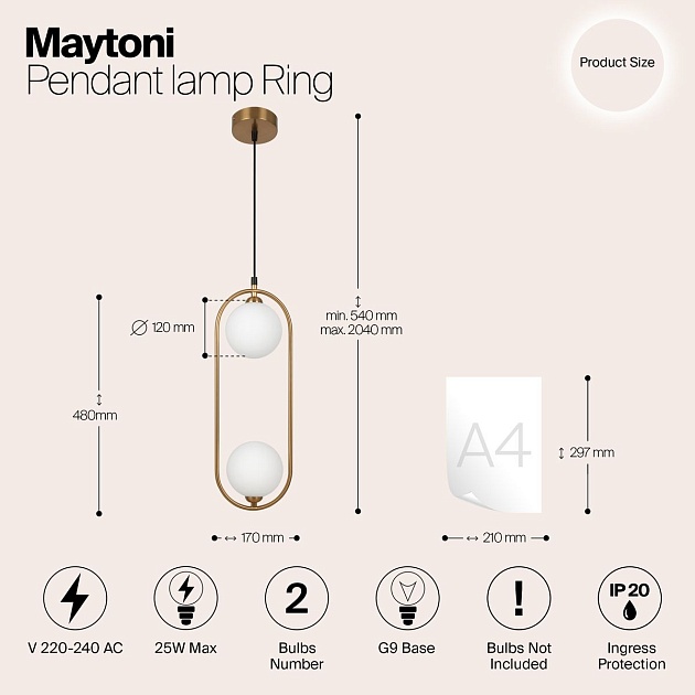 Подвесной светильник Maytoni Ring MOD013PL-02BS1 Фото № 2