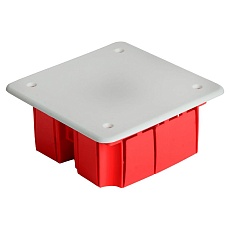 Коробка монтажная для сплошных стен, с крышкой, 92*92*45мм Stekker EBX30-01-1-20-92, красный 49004