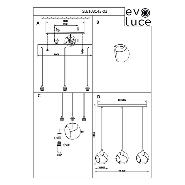 Подвесной светильник Evoluce Satturo SLE103143-03 изображение 2 Подвесной светильник Evoluce Satturo SLE103143-03 Фото № 2