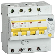KARAT Дифференциальный автомат АД14S 4P 50А 100мА тип AC IEK MAD13-4-050-C-100