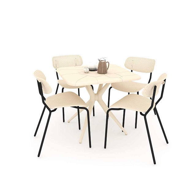 Обеденная группа Sheffilton SHT-DS128 бежевый/черный муар 8639547701 Фото № 1