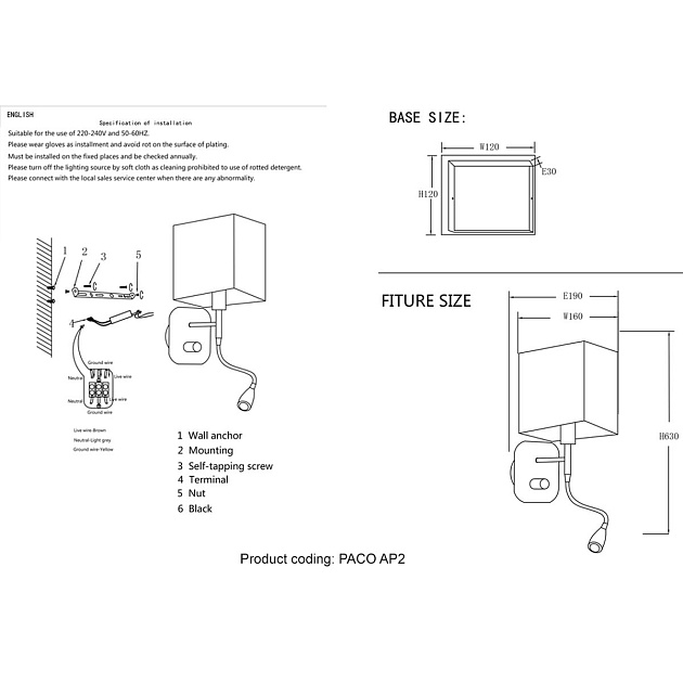Бра Crystal Lux Paco AP2 Chrome/Black изображение 2 Бра Crystal Lux Paco AP2 Chrome/Black Фото № 2