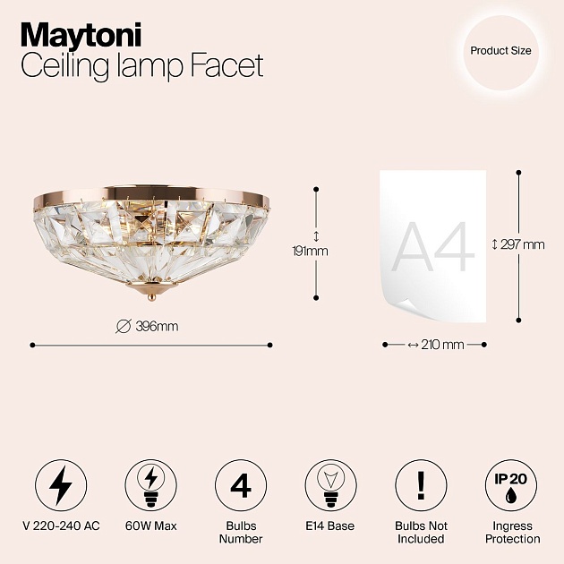 Потолочный светильник Maytoni Facet MOD094CL-04G Фото № 2