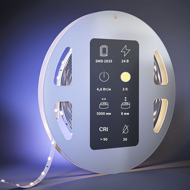 Светодиодная лента Maytoni 4,8W/m 60LED/m 2835SMD теплый белый 5M 201009 Фото № 2