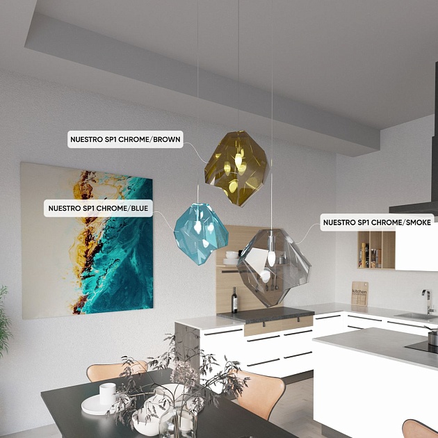 Подвесной светильник Crystal Lux NUESTRO SP1 CHROME/BLUE изображение 4 Подвесной светильник Crystal Lux NUESTRO SP1 CHROME/BLUE Фото № 4