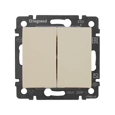 Выключатель двухклавишный Legrand Valena 10A 250V cлоновая кость 774305