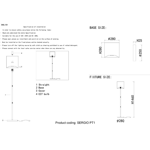 Торшер Crystal Lux Sergio PT1 Gold изображение 2 Торшер Crystal Lux Sergio PT1 Gold Фото № 2