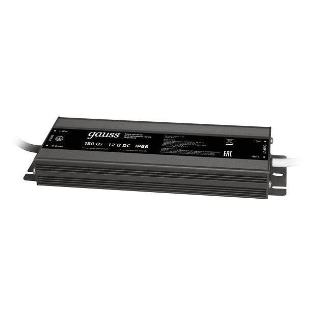 Блок питания Gauss 12V 150W IP66 15A 202023150 изображение 1 Блок питания Gauss 12V 150W IP66 15A 202023150 Фото № 1