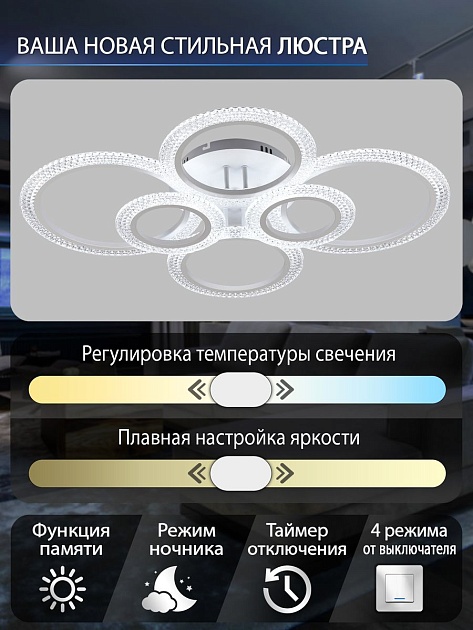 Потолочная светодиодная люстра Natali Kovaltseva LED LAMPS 81433 изображение 3 Потолочная светодиодная люстра Natali Kovaltseva LED LAMPS 81433 Фото № 3