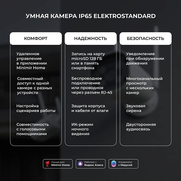 Умная видеокамера белая IP65 Elektrostandard 76500/01 a069150 Фото № 6