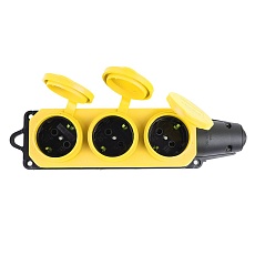Розетка переносная тройная 2P+PE Stekker Одри с крышкой желтый RST16-23-44-6 49407 5