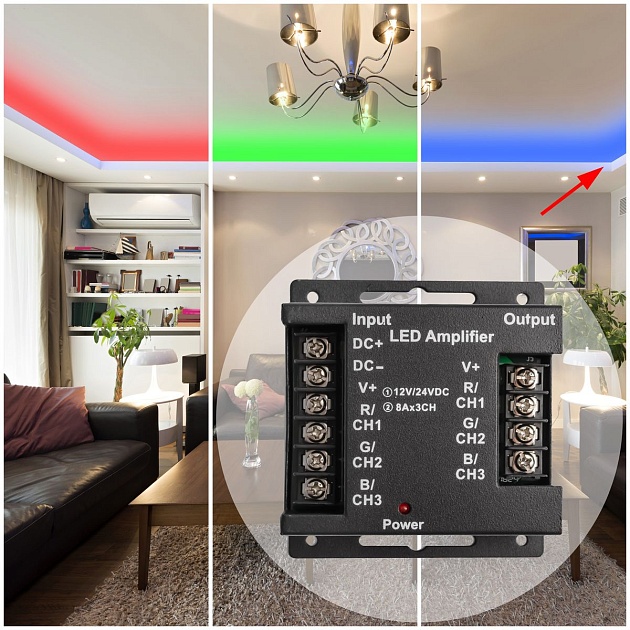 Усилитель RGB Apeyron 12/24V 04-04(288) изображение 10 Усилитель RGB Apeyron 12/24V 04-04(288) Фото № 10