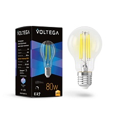Лампа светодиодная диммируемая Voltega E27 8W 3000K прозрачная 7229