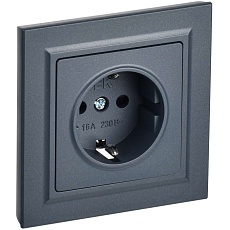 BRITE Розетка 1-местная с заземлением с защитными шторками 16А в сборе РСР14-1-0-БрМ маренго IEK BR-R14-16-K35-F