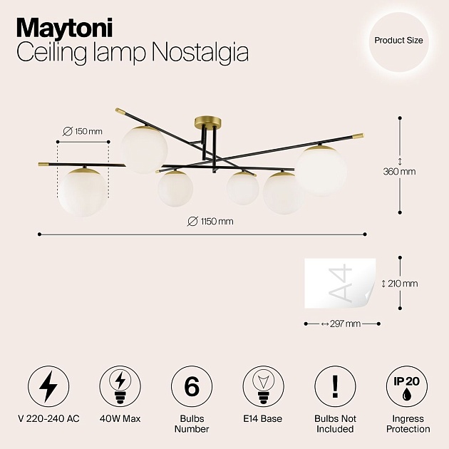Потолочная люстра Maytoni Nostalgia MOD048CL-06G Фото № 8