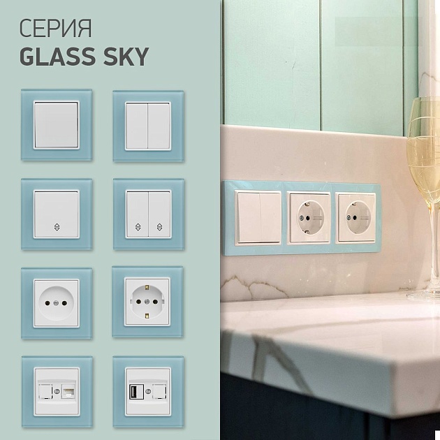 Выключатель одноклавишный Vesta-Electric Exclusive Blue голубой FVK050103SIN Фото № 2