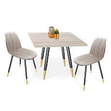 Обеденная группа Sheffilton SHT-DS165 дуб белен./лун. камень/черн. муар/золото 7926913201