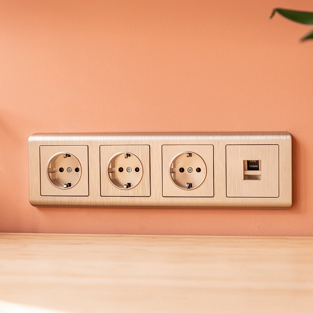 Розетка с заземлением Werkel шампань рифленый W1171010 4690389160325 Фото № 4