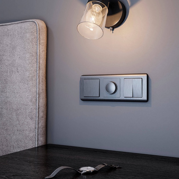 Выключатель двухклавишный Werkel графит рифленый W1120004 4690389158469 Фото № 4