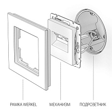 Розетка Werkel двойная Ethernet RJ-45 черный матовый W1182208 4690389157004 1