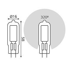 Лампа светодиодная Gauss G4 4.5W 3000K прозрачная 107807104 2