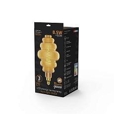 Лампа светодиодная филаментная Gauss E27 8,5W 2000K янтарная 161802105 1
