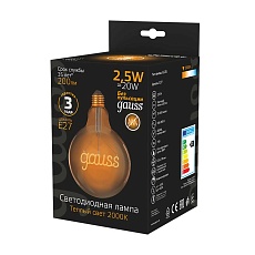 Лампа светодиодная филаментная Gauss E27 2,5W 2000K золотая 175802003 3