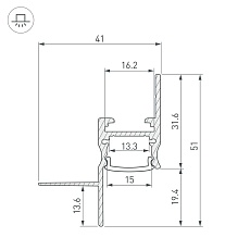 Встраиваемый профиль Arlight Сeil-S14-Shadow-T-2000 Black 040779 1