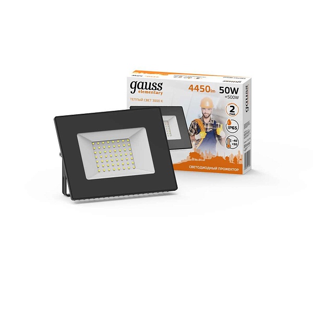 Прожектор светодиодный Gauss Elementary 50W 3000К 613527150 Фото № 2