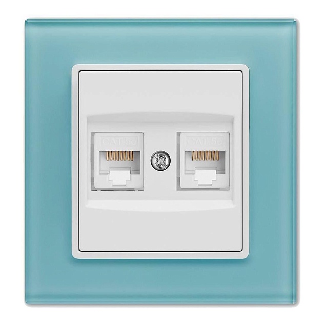 Розетка 2xLAN Vesta-Electric Exclusive Blue голубая FRZ00041023SIN Фото № 1