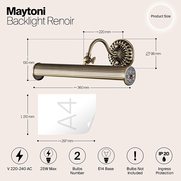 Подсветка для картин Maytoni Renoir PIC118-22-R Фото № 2