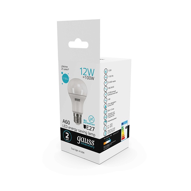 Лампа светодиодная Gauss E27 12W 4100K матовая 23222 Фото № 2