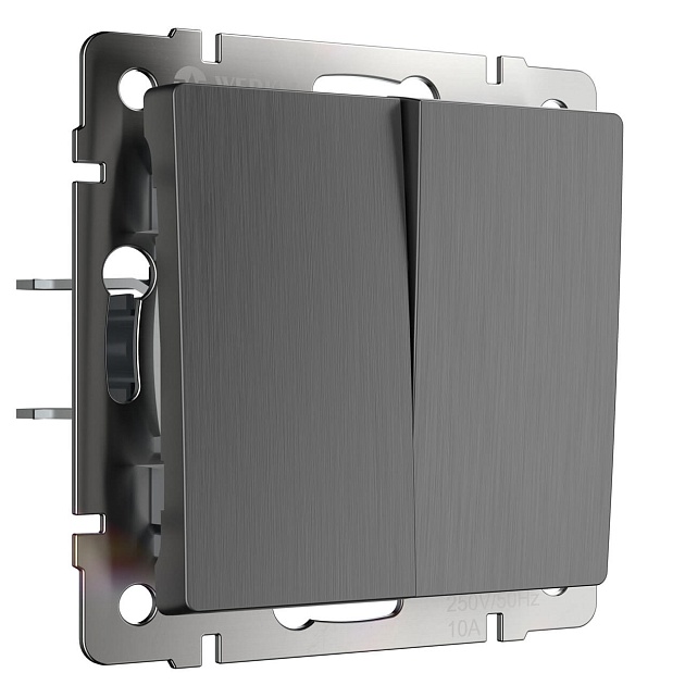 Выключатель двухклавишный Werkel графит рифленый W1120004 4690389158469 Фото № 1