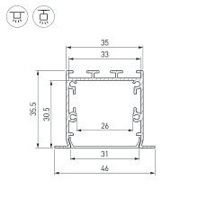 Профиль встраиваемый Arlight Linia49-F-S-3000 Black 041875 1