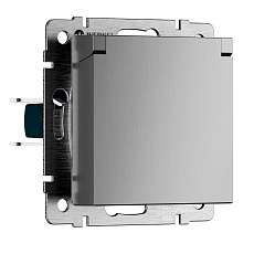 Розетка влагозащищенная с заземлением с защитной крышкой и шторками Werkel N cеребряный рифленый W1171209 4690389213113