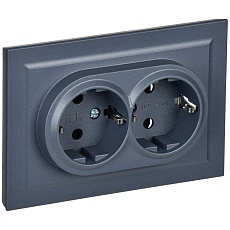 BRITE Розетка 2-местная с заземлением с защитными шторками 16А в сборе РСш12-3-БрМ маренго IEK BR-R24-16-K35-F