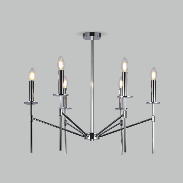 Потолочная люстра Eurosvet 60142/6 хром изображение 1 Потолочная люстра Eurosvet 60142/6 хром Фото № 1