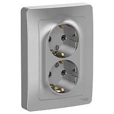 Розетка двойная 2К+З Systeme Electric Blanca 16A 250V алюминий BLNRS001023