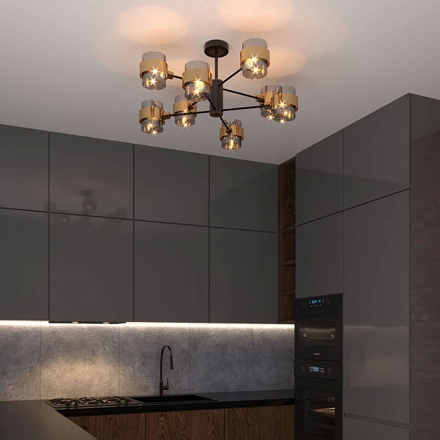 Потолочная люстра Eurosvet Arcada 70127/8 черный/дымчатый изображение 6 Потолочная люстра Eurosvet Arcada 70127/8 черный/дымчатый Фото № 6