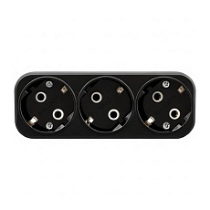 Разветвитель сетевой 3-местный с/з Stekker ADP16-23-20, 250V, 16A, ABS пластик, черный 50681