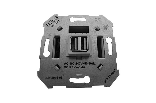 Розетка 2xUSB Liregus Epsilon белый 28-0352 изображение 4 Розетка 2xUSB Liregus Epsilon белый 28-0352 Фото № 4