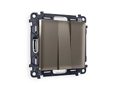 Комплект механизма 3-кл выключателя AMBRELLA VOLT ALFA Темная бронза матовый 10A-250V QUANT (AP6350, VM133) MA635010