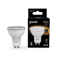Лампа светодиодная Gauss GU10 7W 3000K матовая 101506107 1