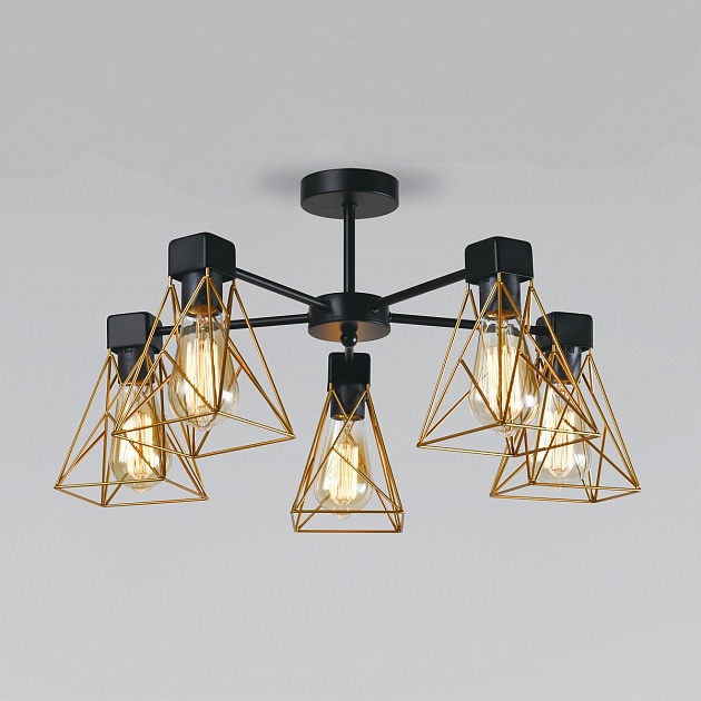 Потолочная люстра Eurosvet Trappola 70107/5 черный/латунь Фото № 1