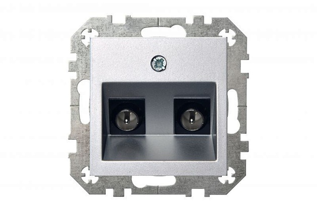 ТВ-розетка двойная оконечная Liregus Epsilon серебро 28-1823 изображение 2 ТВ-розетка двойная оконечная Liregus Epsilon серебро 28-1823 Фото № 2